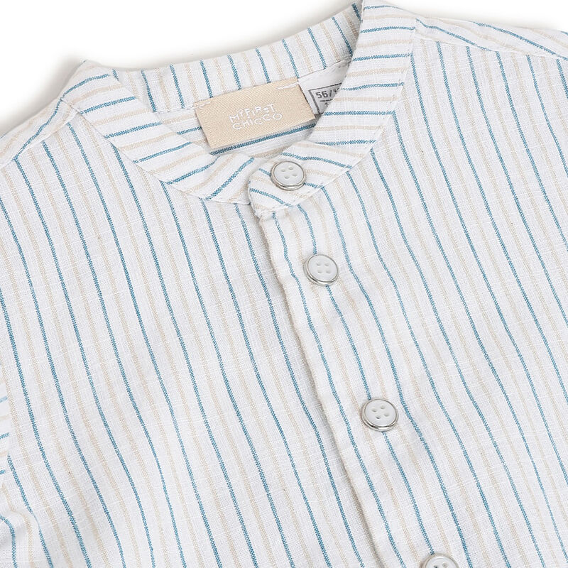 Boys White & Blue Striped Short Sleeve Shirt image number 2